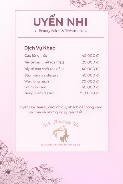 BẢNG GIÁ DỊCH VỤ KHÁC 2026